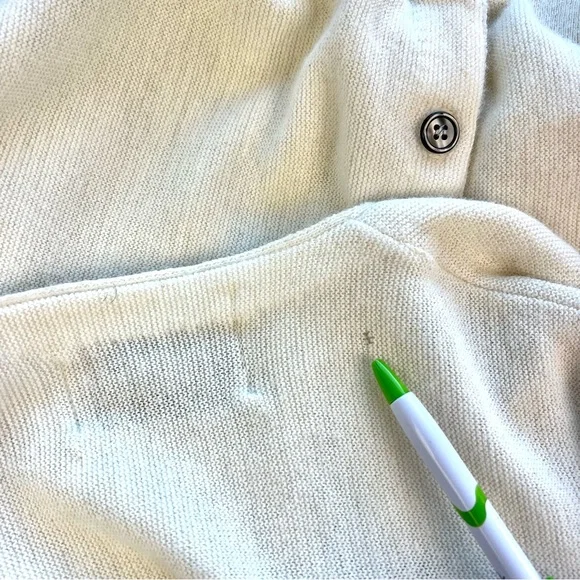 VINTAGE Button Down Cardigan Sweater - Eggshell White by CARMEL Made in USA - Picture 6 of 16